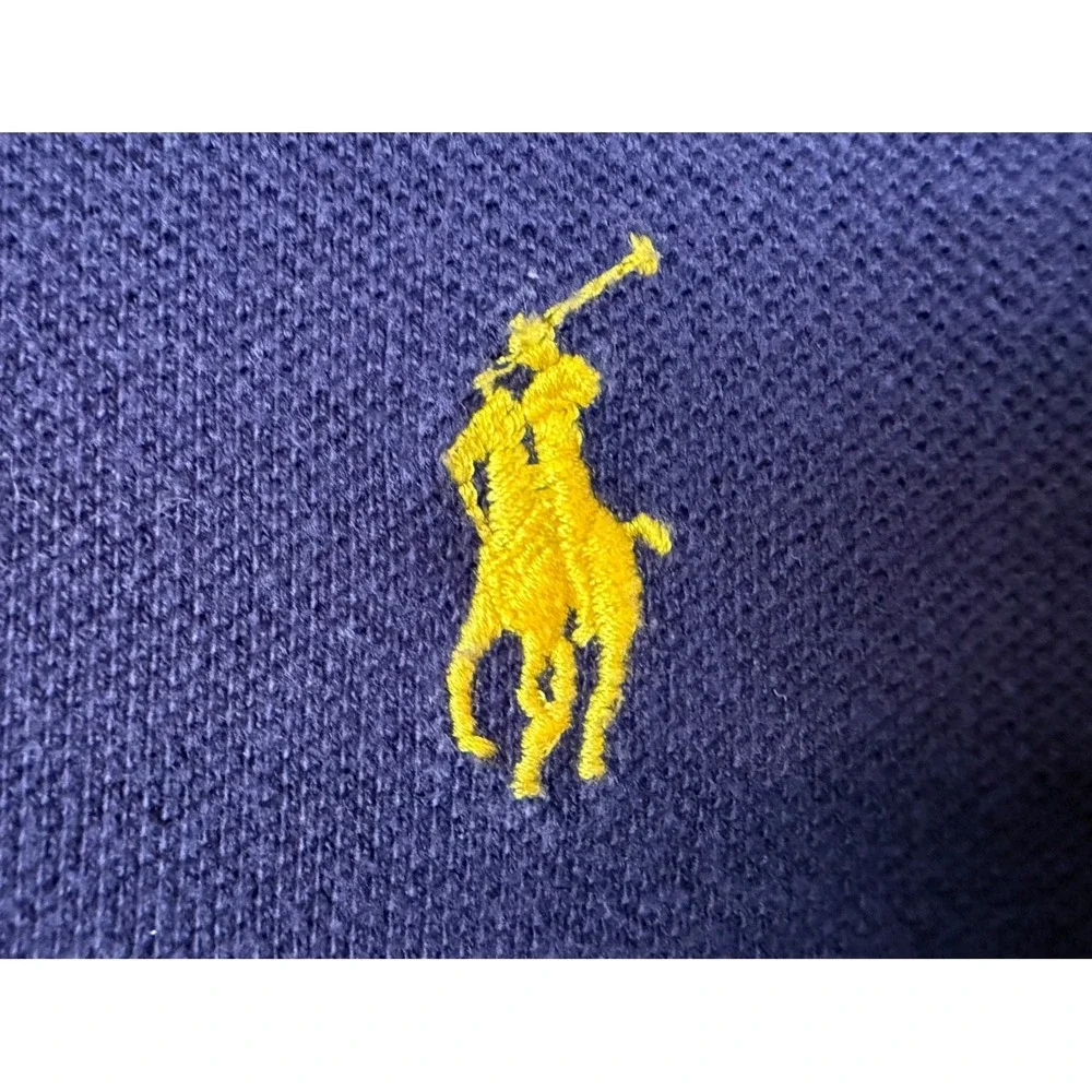 RALPH LAUREN POLO Men's Large Navy Striped Y2K Shirt Preppy 100% Cotton #1430